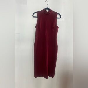 White House Black Market Burgundy Sheath Midi Dress